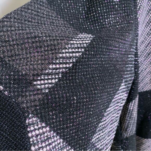 Women’s Wool Blend Black Gray Geometric Print Button Up Cardigan Sweater Size L - Picture 11 of 15